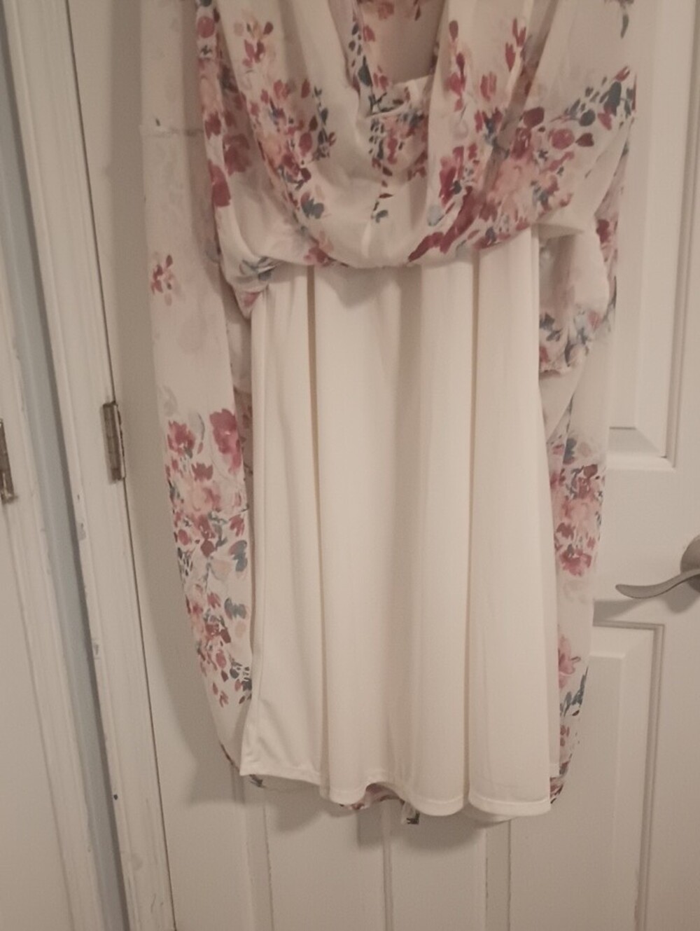 torrid Cream Midi Dress with Pink Floral Pattern - Picture 7 of 8
